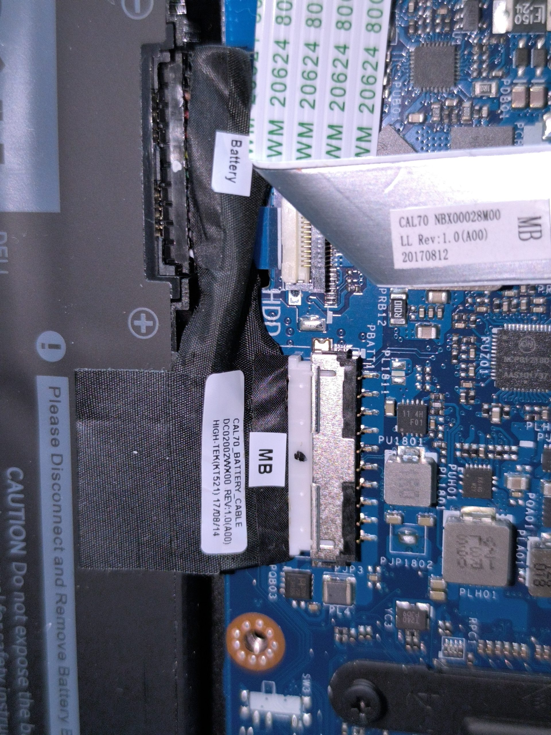 Bateria Dell 17 5770 wymiana taśmy konektora baterii wewnętrznej